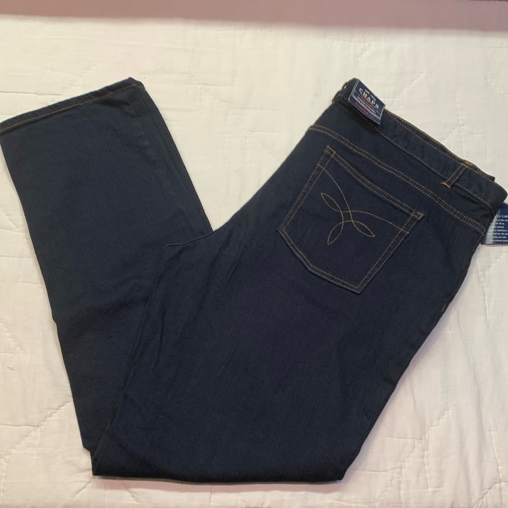 NWT Chaps Women's Plus 20W Straight Leg Jeans - Dark Blue Denim‎